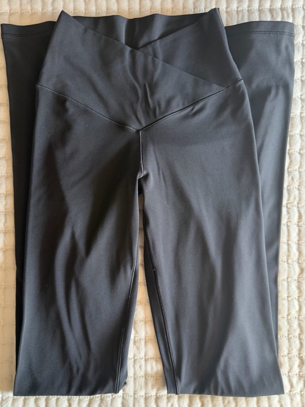 Offline By Aerie Real Me High Waisted Crossover Flare Leggings in Black, Small - Picture 7 of 9
